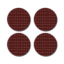 De Lange Tafel - Karierter Untersetzer (4er - Set) • Burgund - ROSA ECK