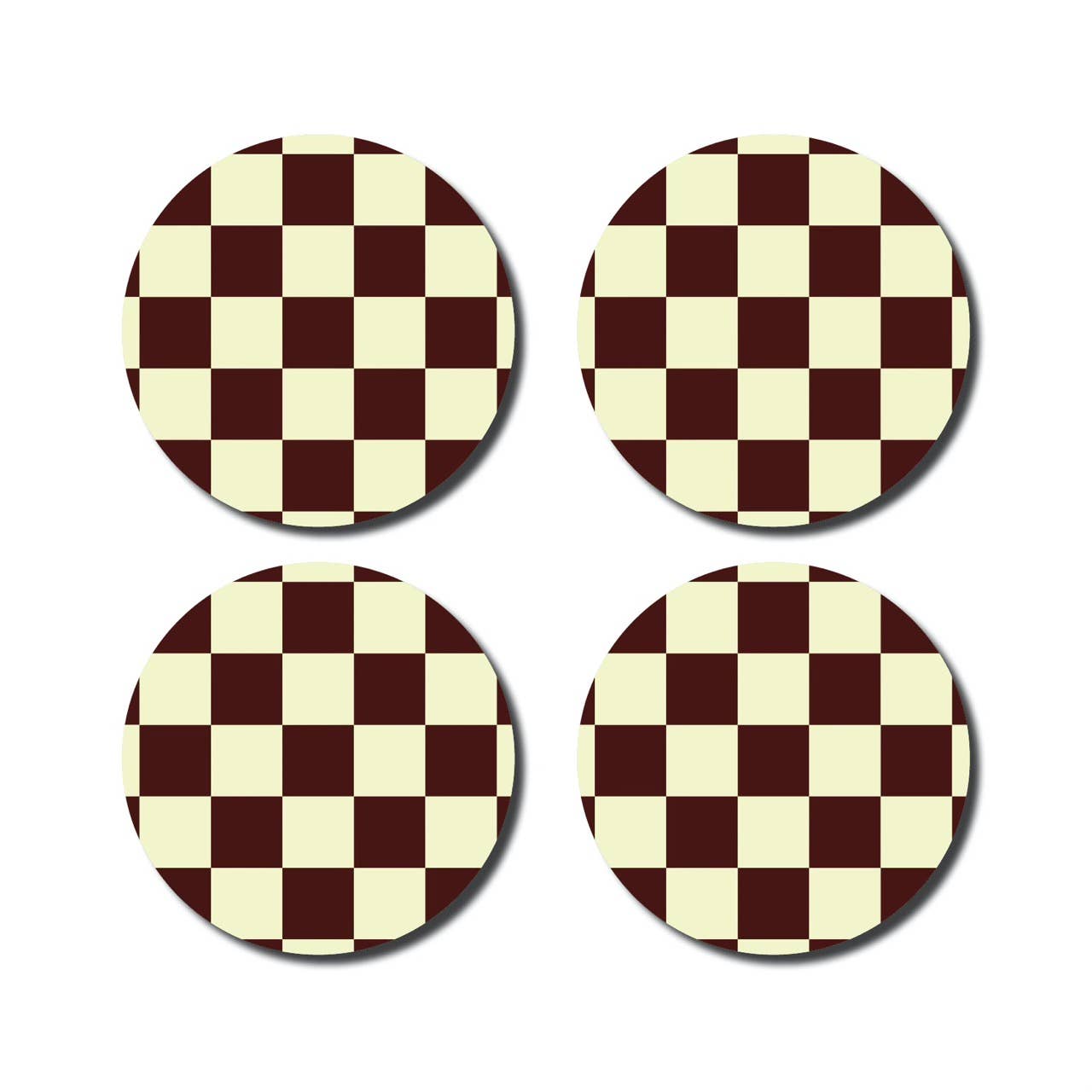 De Lange Tafel - Karierter Untersetzer (4er - Set) • Gelb/Aubergine - ROSA ECK