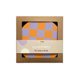 De Lange Tafel - Karierter Untersetzer (4er - Set) • Orange/Lila - ROSA ECK Concept Store