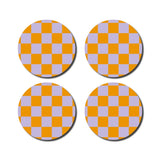De Lange Tafel - Karierter Untersetzer (4er - Set) • Orange/Lila - ROSA ECK Concept Store