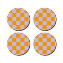 De Lange Tafel - Karierter Untersetzer (4er - Set) • Orange/Lila - ROSA ECK Concept Store