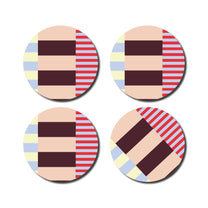 De Lange Tafel - Quergestreifter Untersetzer (4er - Set) • Bunt - ROSA ECK