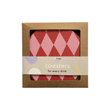 De Lange Tafel - Rauten - Untersetzer (4er - Set) • Pink/Rot - ROSA ECK