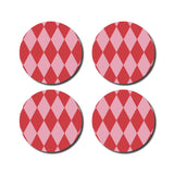 De Lange Tafel - Rauten - Untersetzer (4er - Set) • Pink/Rot - ROSA ECK
