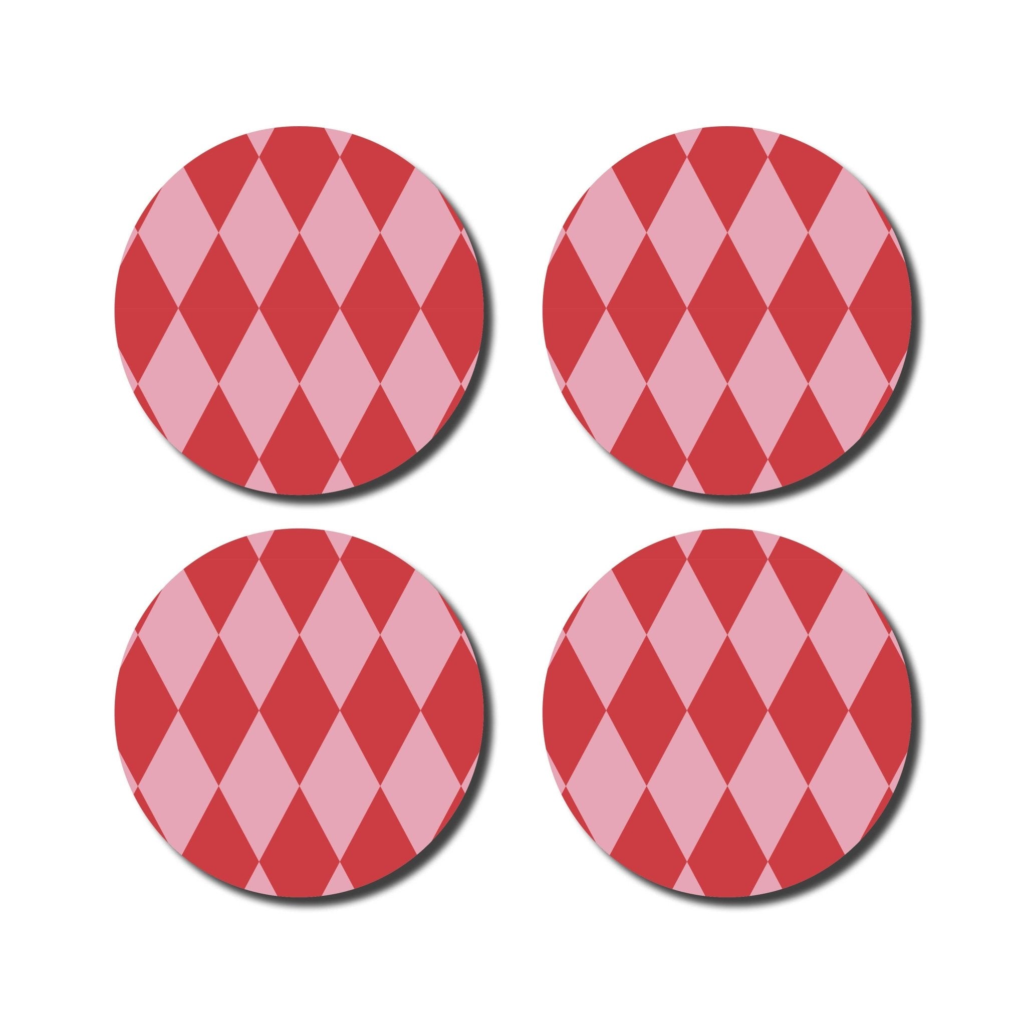 De Lange Tafel - Rauten - Untersetzer (4er - Set) • Pink/Rot - ROSA ECK