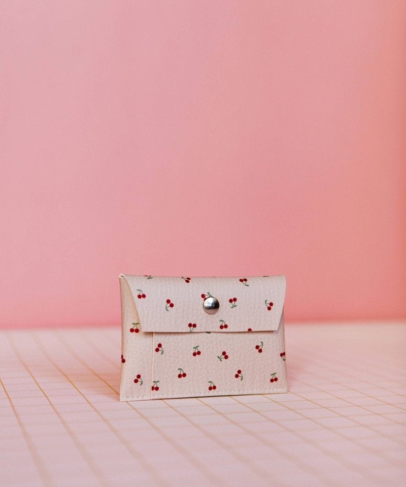 ECKE - CEREZAS Mini Geldbeutel | Klick | Kirschen Sandweiß - ROSA ECK - Kirschen, Nude,
