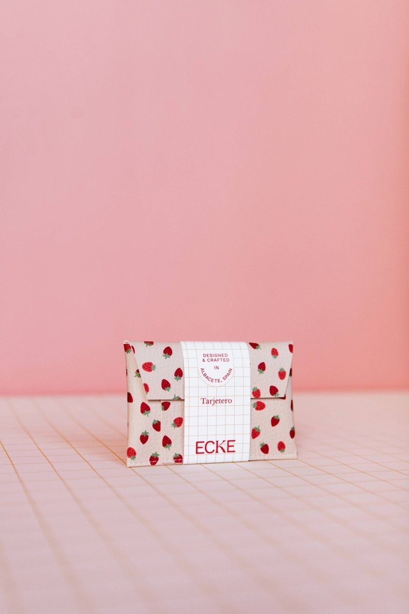 ECKE - FRESAS Mini Geldbeutel | Klick | Erdbeeren Sandweiß - ROSA ECK - Erdbeeren, Nude, Weiß