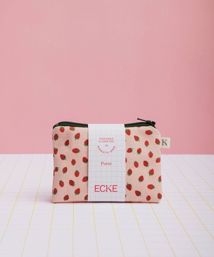 ECKE - FRESAS Mini Geldbeutel | Zipp | Erdbeeren Rosa - ROSA ECK - Erdbeeren, Pink, Rosa