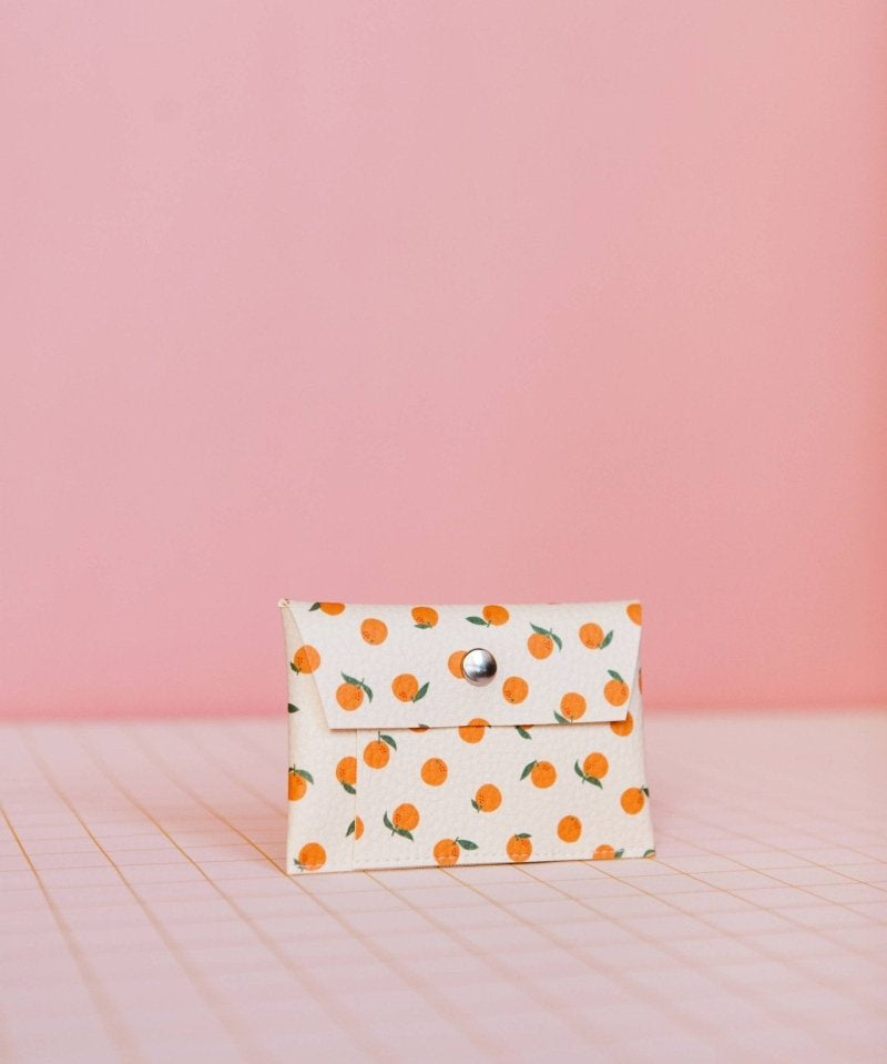ECKE - NARANJAS Mini Geldbeutel | Klick | Orangen Sandweiß - ROSA ECK - Nude, Orangen, Weiß