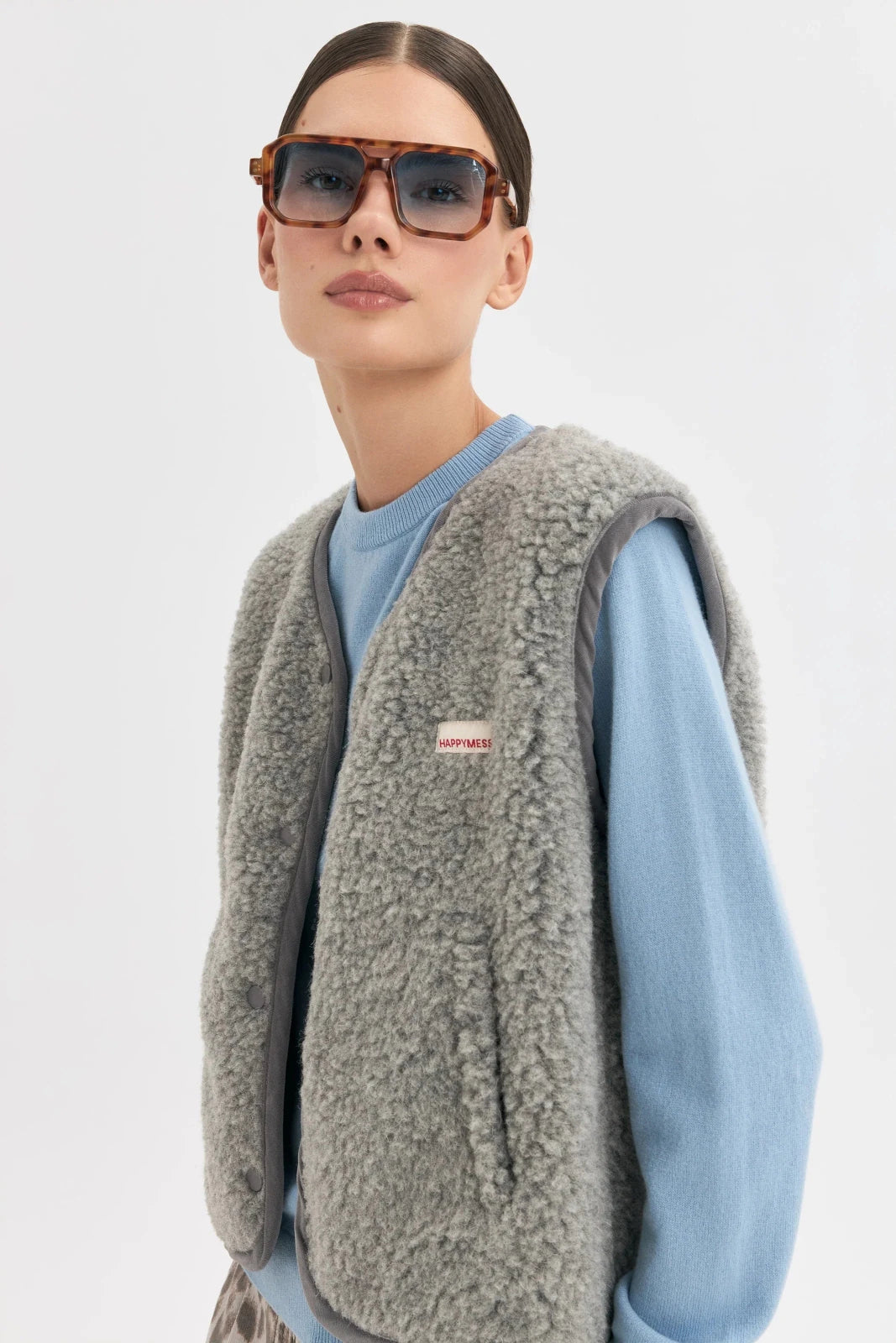 Happymess Merino Weste Stone Grey