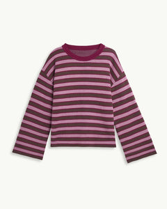 Happymess - Pullover aus Bio - Baumwolle • berry stripes - Pullover - ROSA ECK