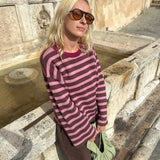 Happymess - Pullover aus Bio - Baumwolle • berry stripes - Pullover - ROSA ECK