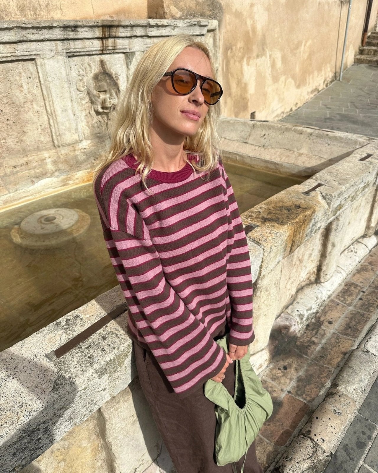 Happymess - Pullover aus Bio - Baumwolle • berry stripes - Pullover - ROSA ECK