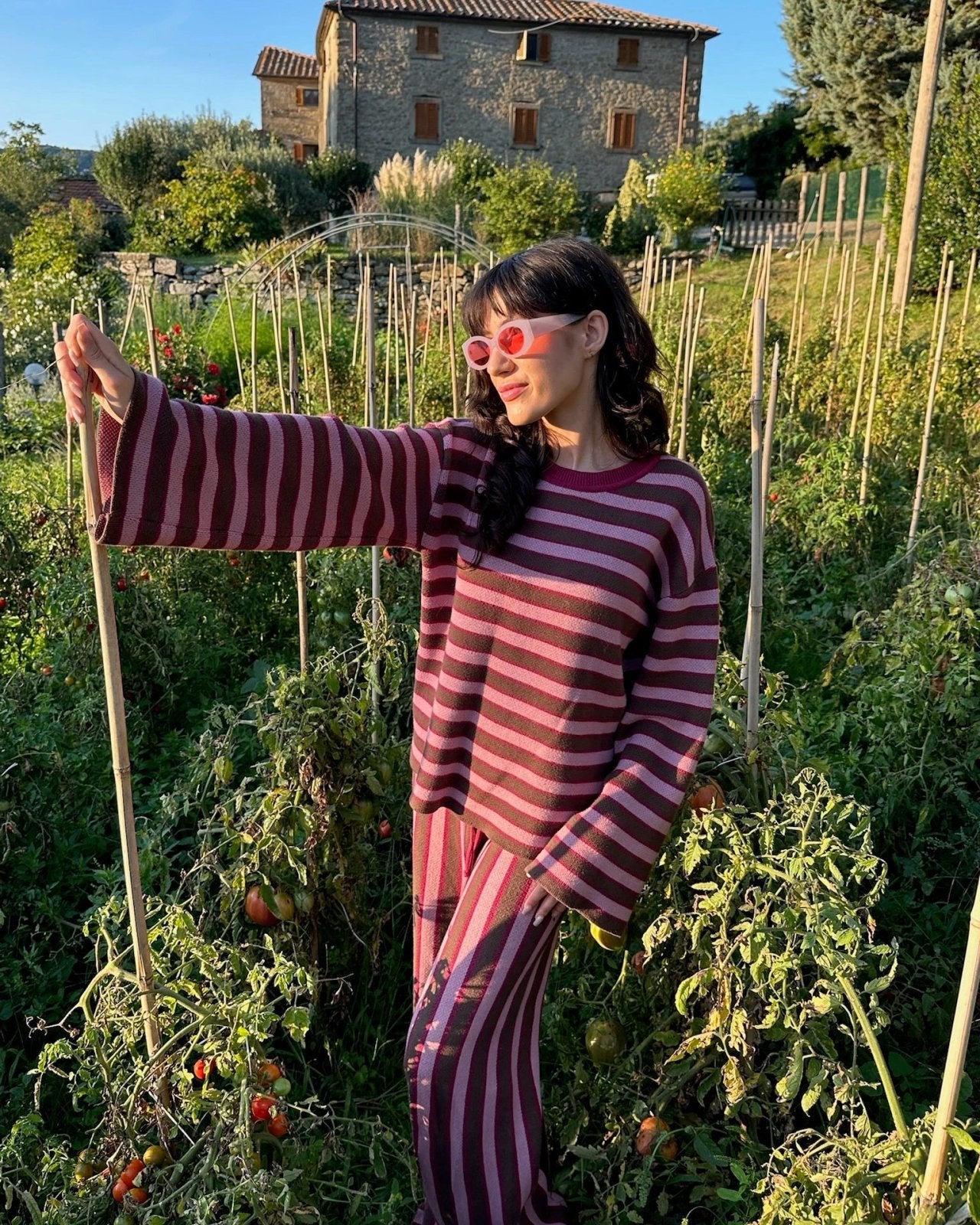 Happymess - Pullover aus Bio - Baumwolle • berry stripes - Pullover - ROSA ECK