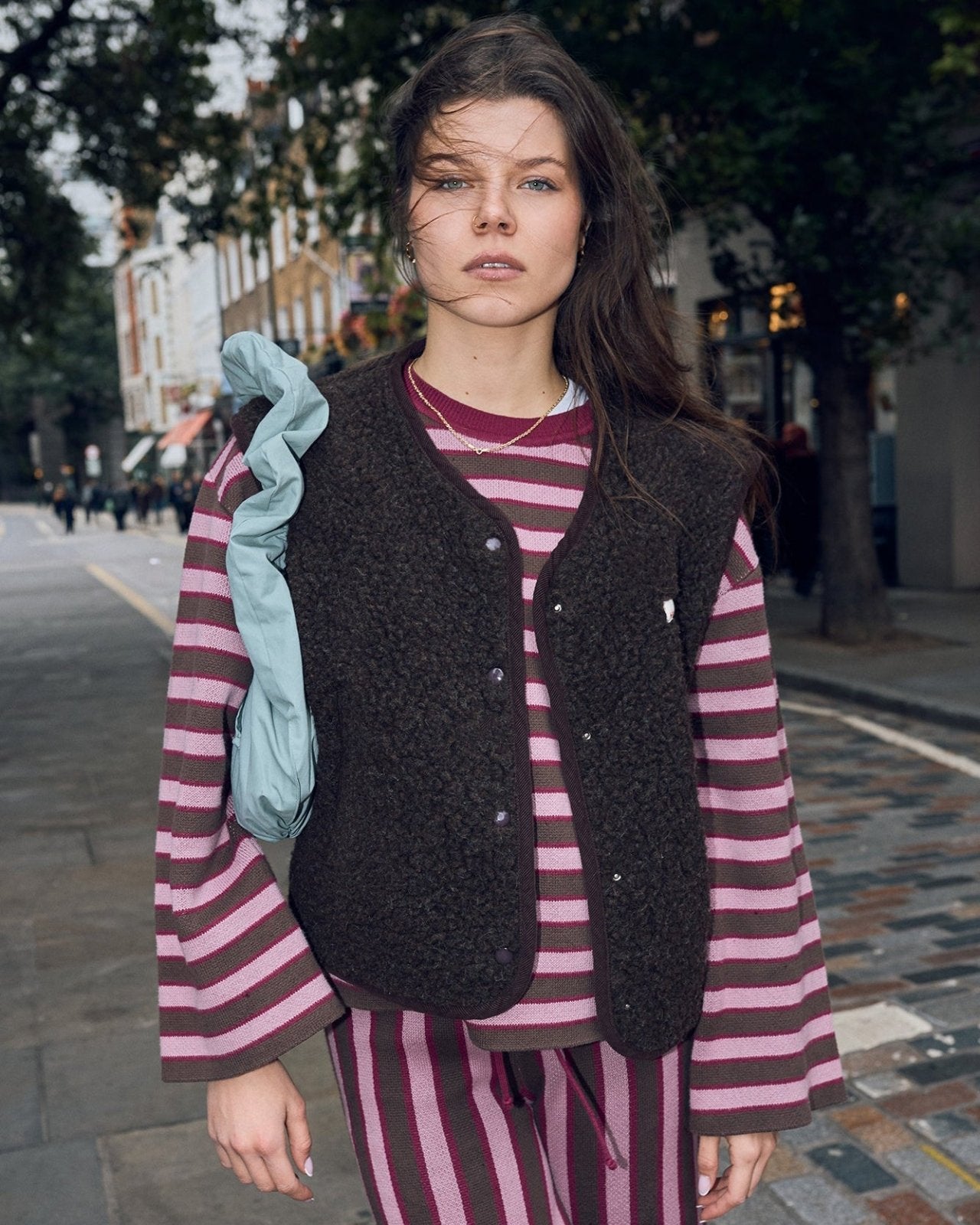 Happymess - Pullover aus Bio - Baumwolle • berry stripes - Pullover - ROSA ECK