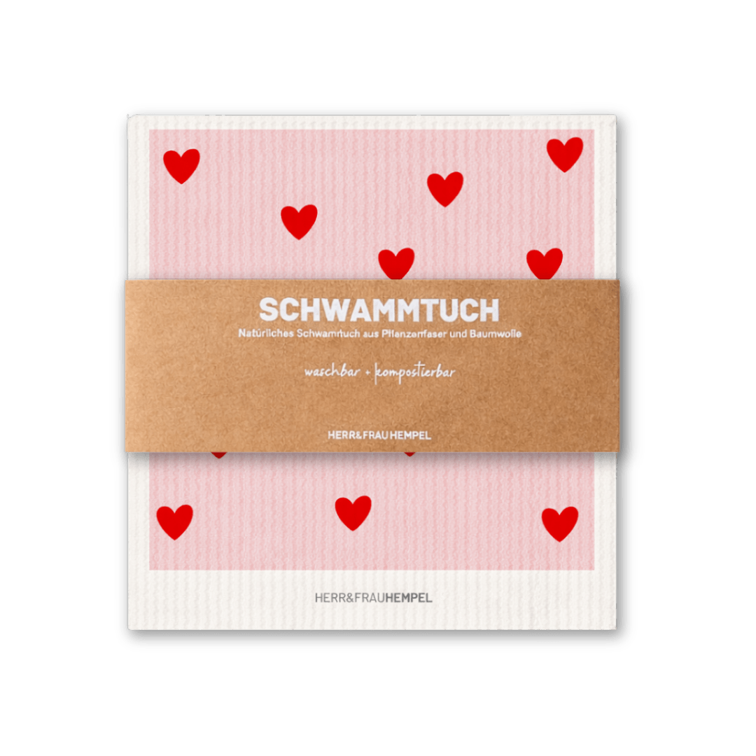 HERR&FRAUHEMPEL - Schwammtuch • Hearts - ROSA ECK
