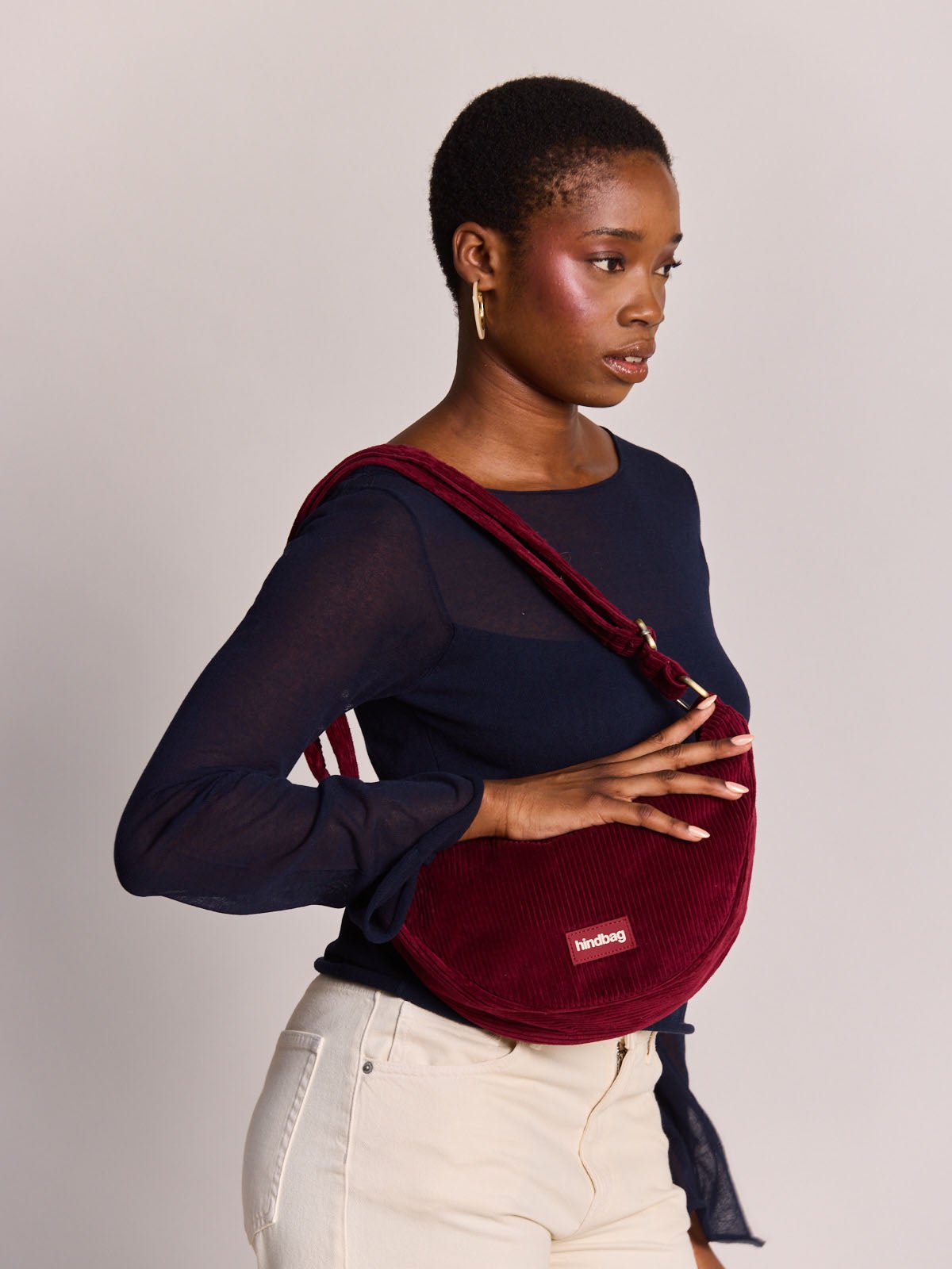 Hindbag - ANDREA Bauchtasche • Cord Bordeauxrot - ROSA ECK