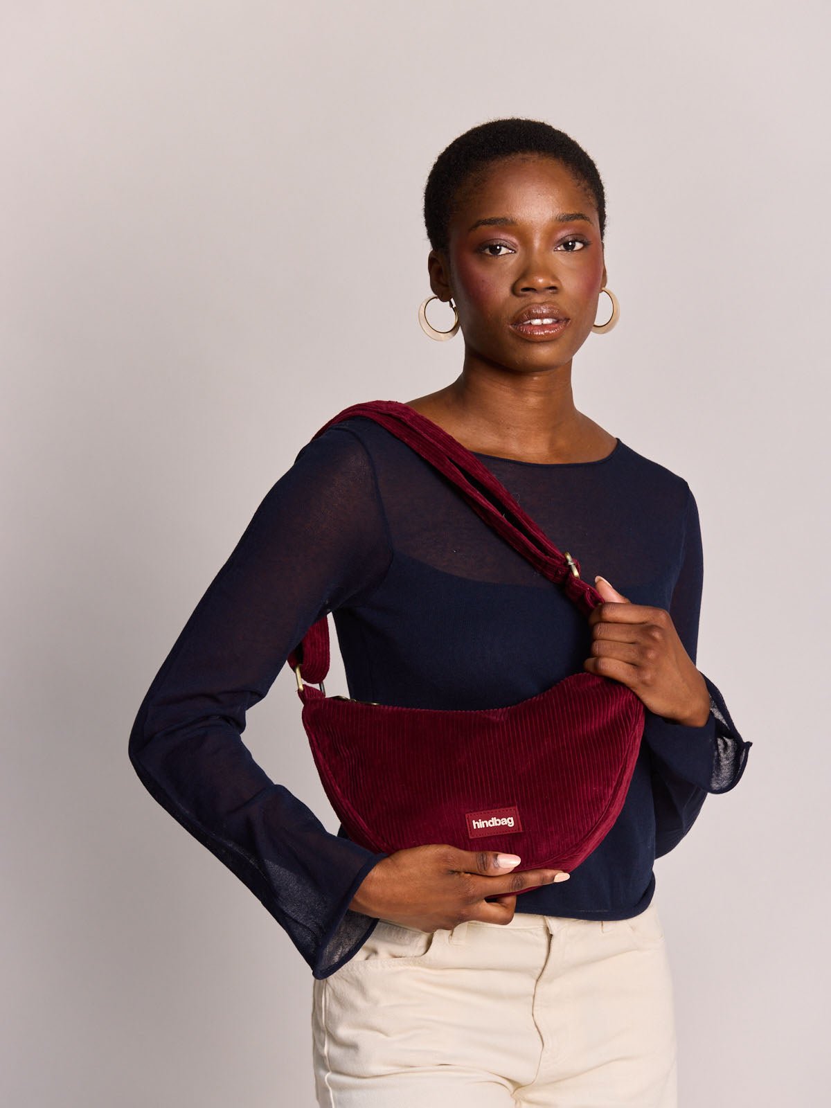 Hindbag - ANDREA Bauchtasche • Cord Bordeauxrot - ROSA ECK
