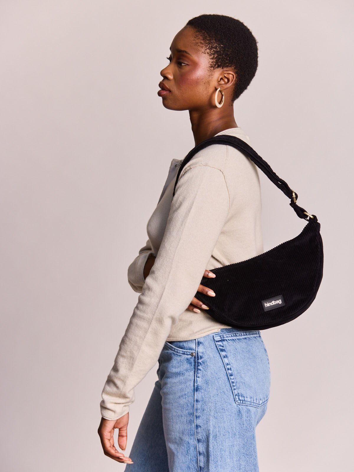Hindbag - ANDREA Bauchtasche • Cord Schwarz - ROSA ECK