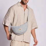 Hindbag - ANDREA Umhängetasche • Feine Streifen Blau - ROSA ECK