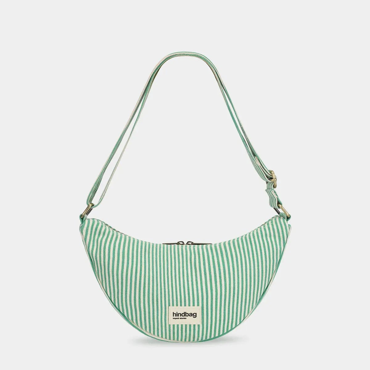 Hindbag - ANDREA Umhängetasche • Feine Streifen Grün - ROSA ECK