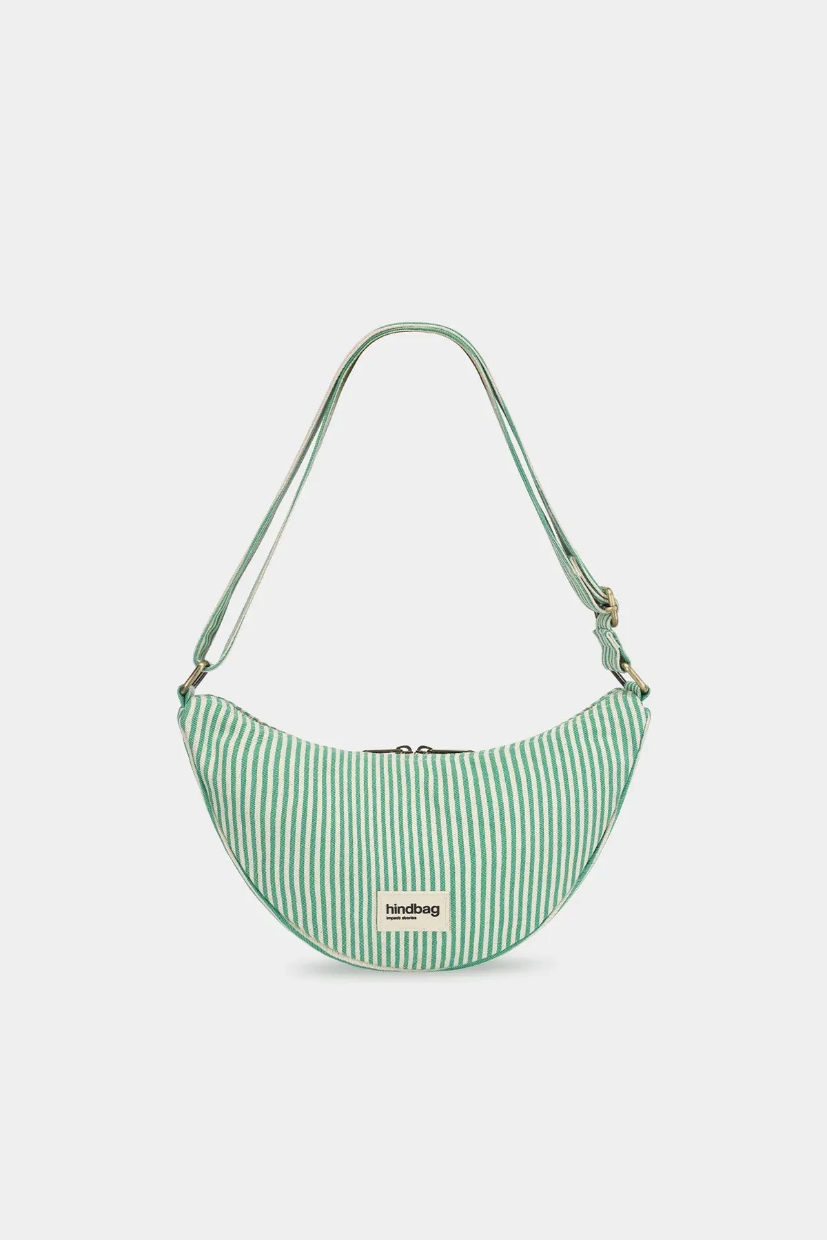 Hindbag - ANDREA Umhängetasche • Feine Streifen Grün - ROSA ECK