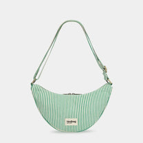 Hindbag - ANDREA Umhängetasche • Feine Streifen Grün - ROSA ECK