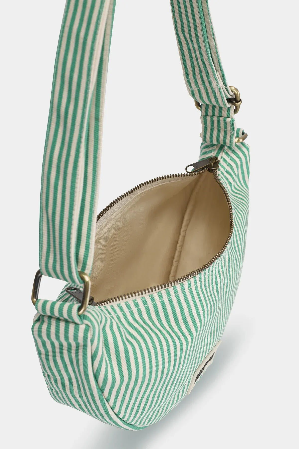 Hindbag - ANDREA Umhängetasche • Feine Streifen Grün - ROSA ECK