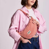 Hindbag - ANDREA Umhängetasche • Feine Streifen Rot - ROSA ECK