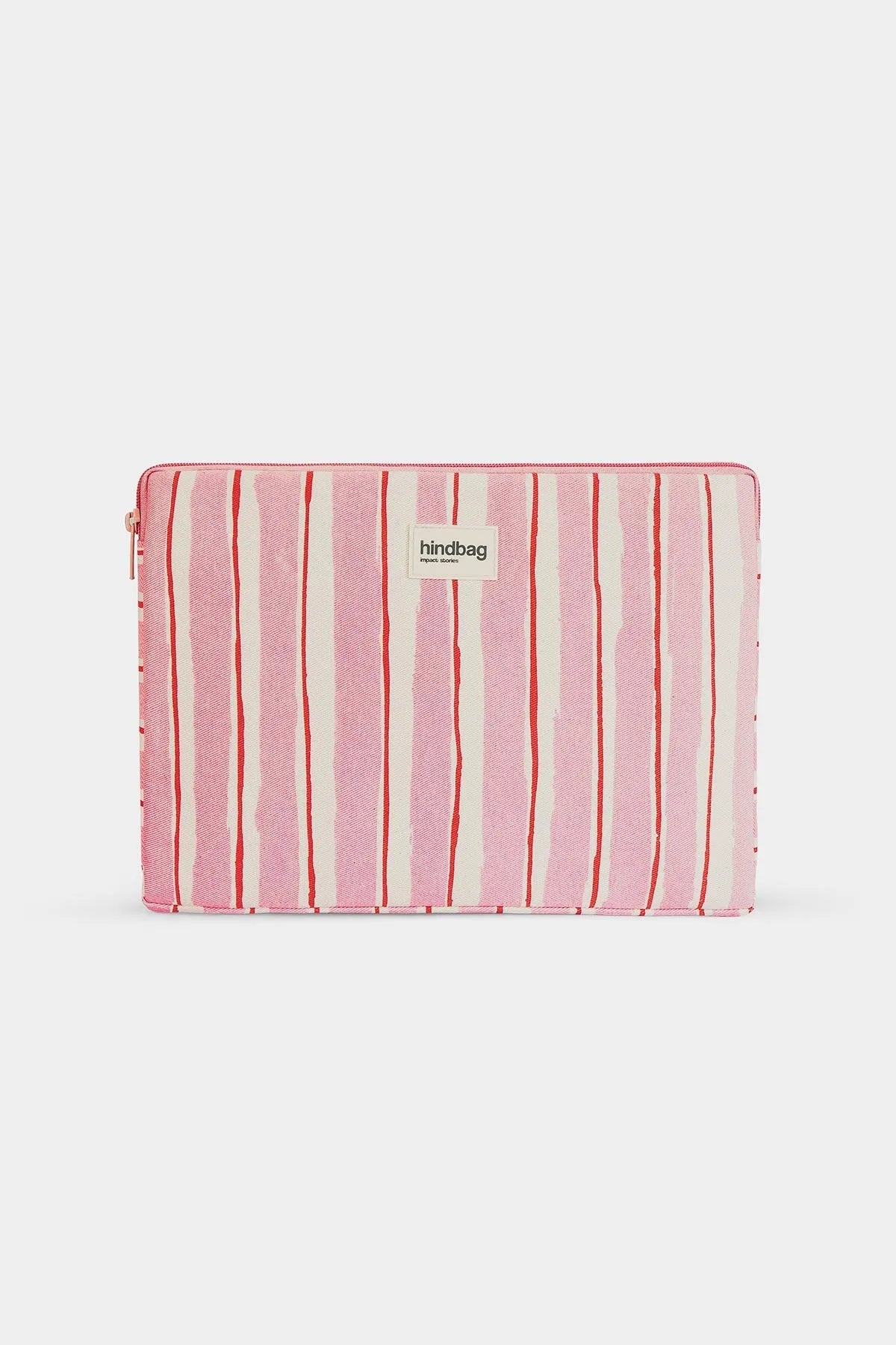 Hindbag - AVA Laptophülle • Breite Streifen Rosa/Rot - ROSA ECK