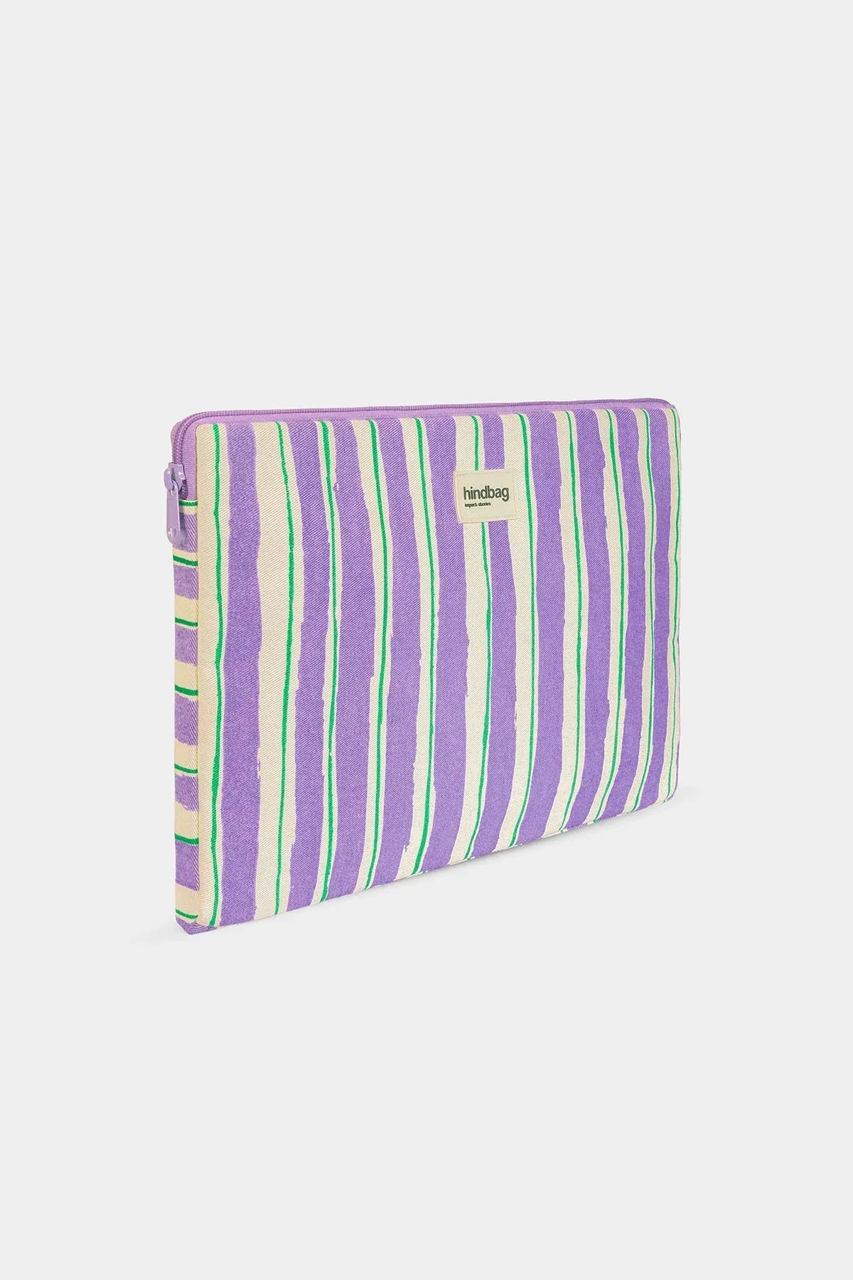 Hindbag - AVA Laptophülle • Breite Streifen Violet/Grün - ROSA ECK