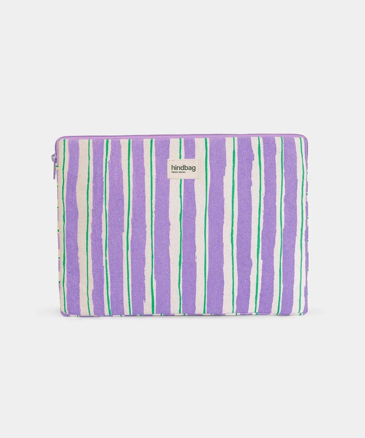 Hindbag - AVA Laptophülle • Breite Streifen Violet/Grün - ROSA ECK