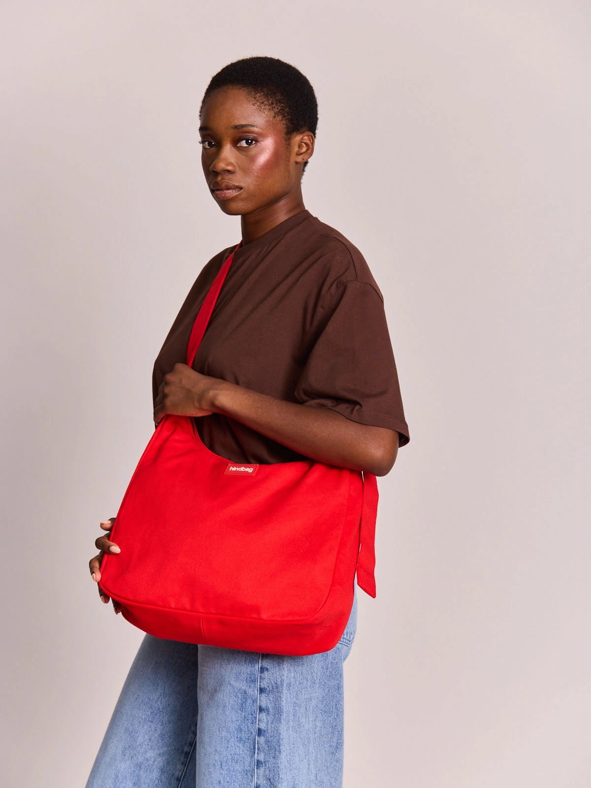 Hindbag - CLAIRE Hobo-Tasche • Karminrot - ROSA ECK