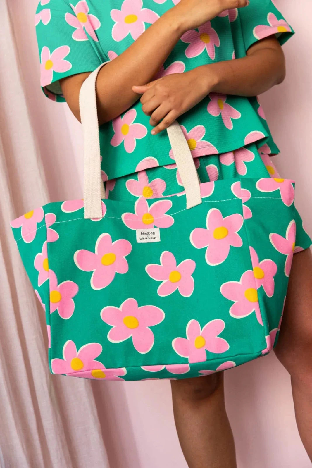 Hindbag - CLAUDE Einkaufstasche • Big Flowers - ROSA ECK
