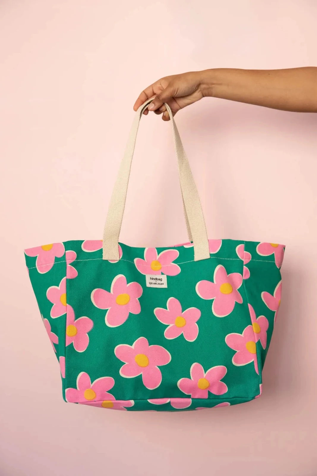 Hindbag - CLAUDE Einkaufstasche • Big Flowers - ROSA ECK
