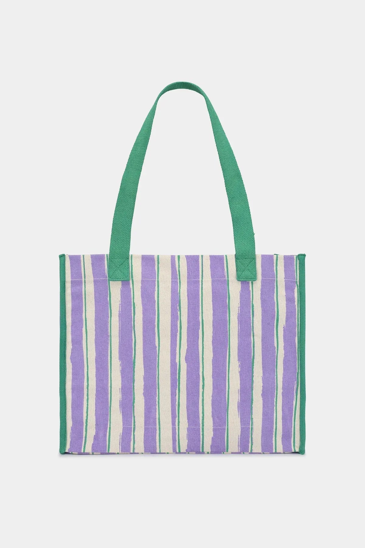 Hindbag - CLAUDE Einkaufstasche • Breite Streifen Violet/Grün - ROSA ECK