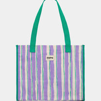 Hindbag - CLAUDE Einkaufstasche • Breite Streifen Violet/Grün - ROSA ECK