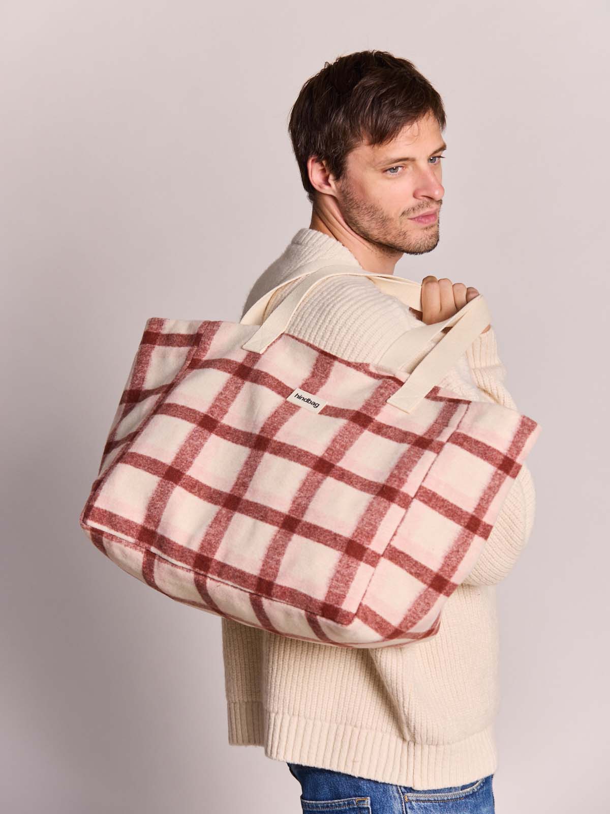 Hindbag - CLAUDE Einkaufstasche • Tartan Rosa - ROSA ECK