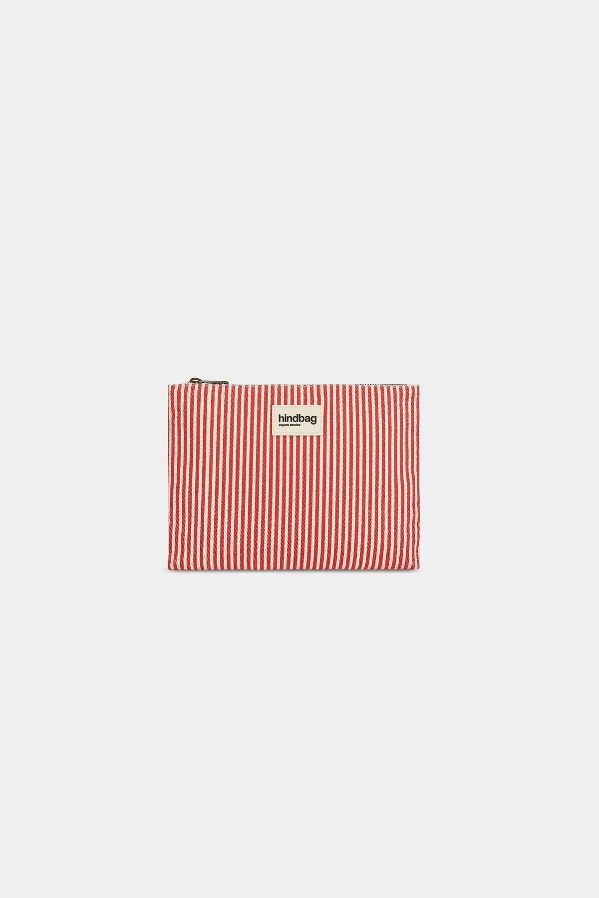 Hindbag - EMA Etuis/Mäppchen • Feine Streifen Rot - ROSA ECK