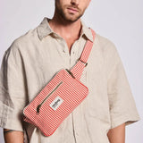 Hindbag - HARRY Bauchtasche • Feine Streifen Rot - ROSA ECK