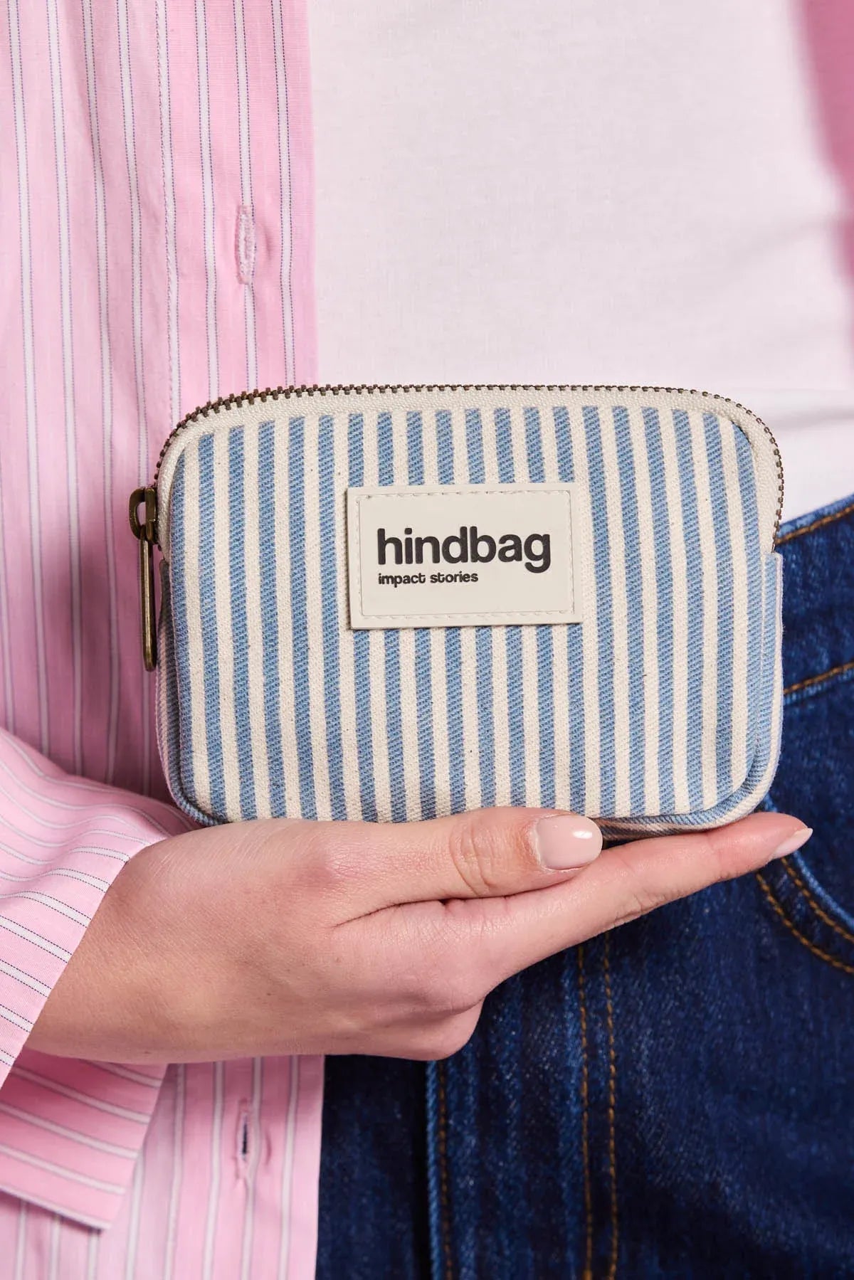 Hindbag - LILI Geldbeutel • Feine Streifen Blau - ROSA ECK