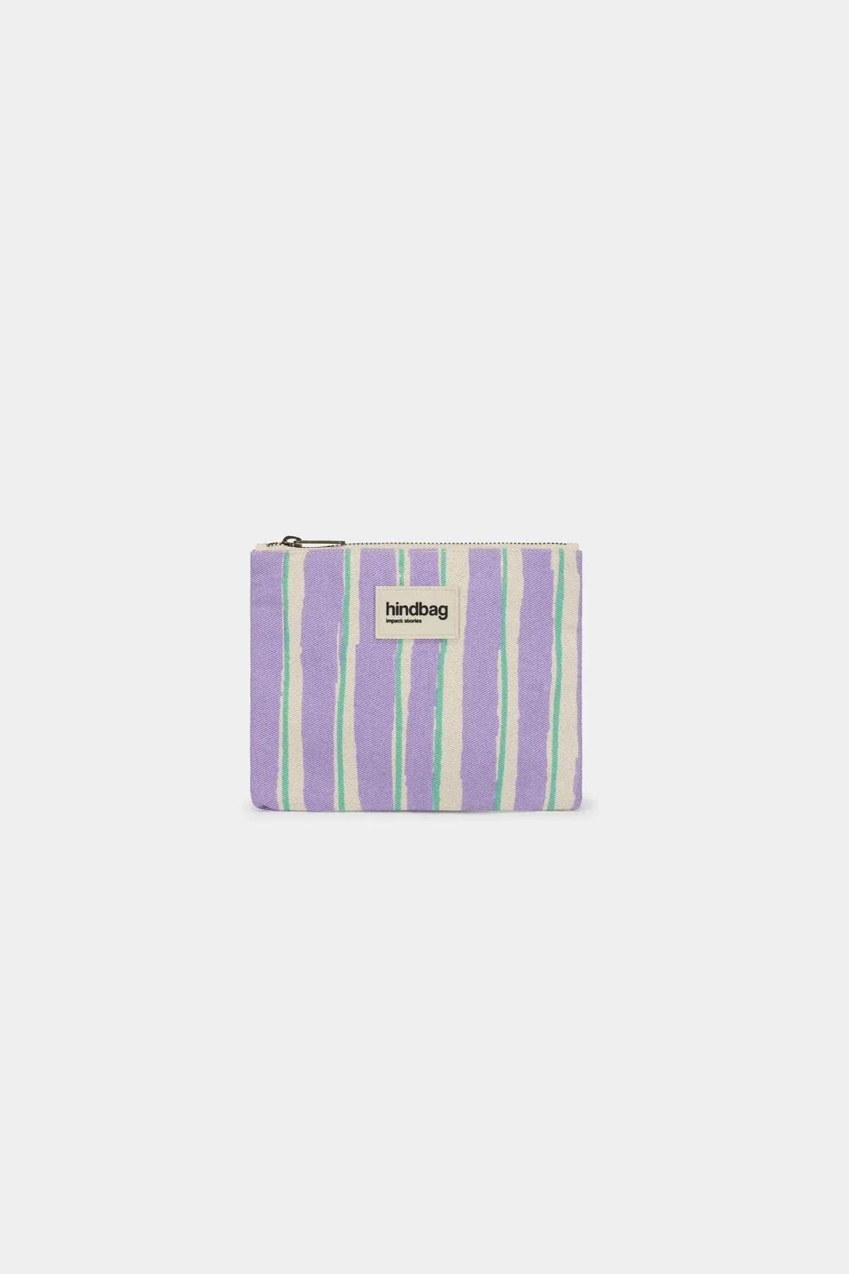 Hindbag - LOU Etuis/Mäppchen • Breite Streifen Violet/Grün - ROSA ECK