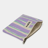 Hindbag - LOU Etuis/Mäppchen • Breite Streifen Violet/Grün - ROSA ECK