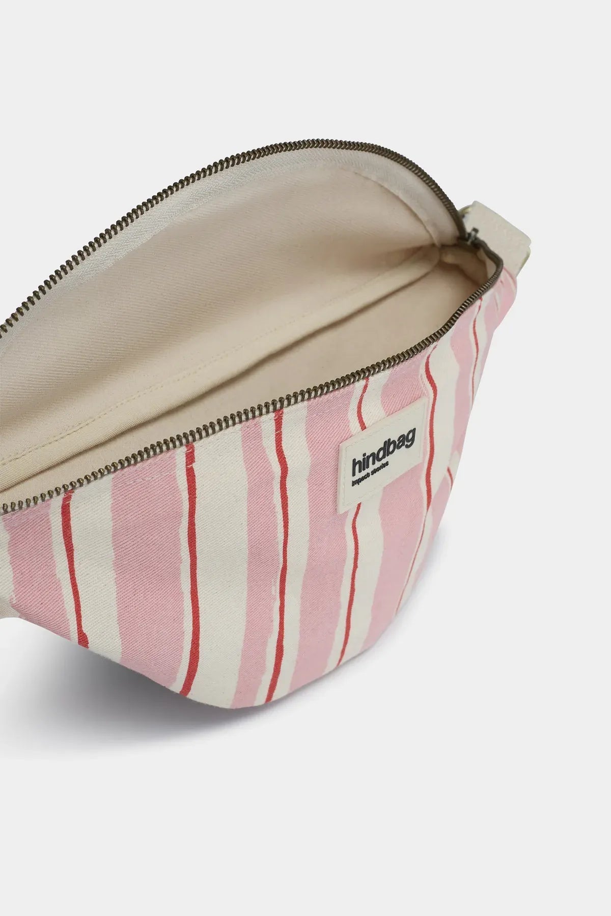 Hindbag - OLIVIA Bauchtasche • Breite Streifen Rosa/Rot - ROSA ECK