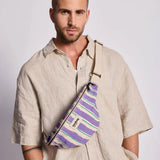 Hindbag - OLIVIA Bauchtasche • Breite Streifen Violet/Grün - ROSA ECK