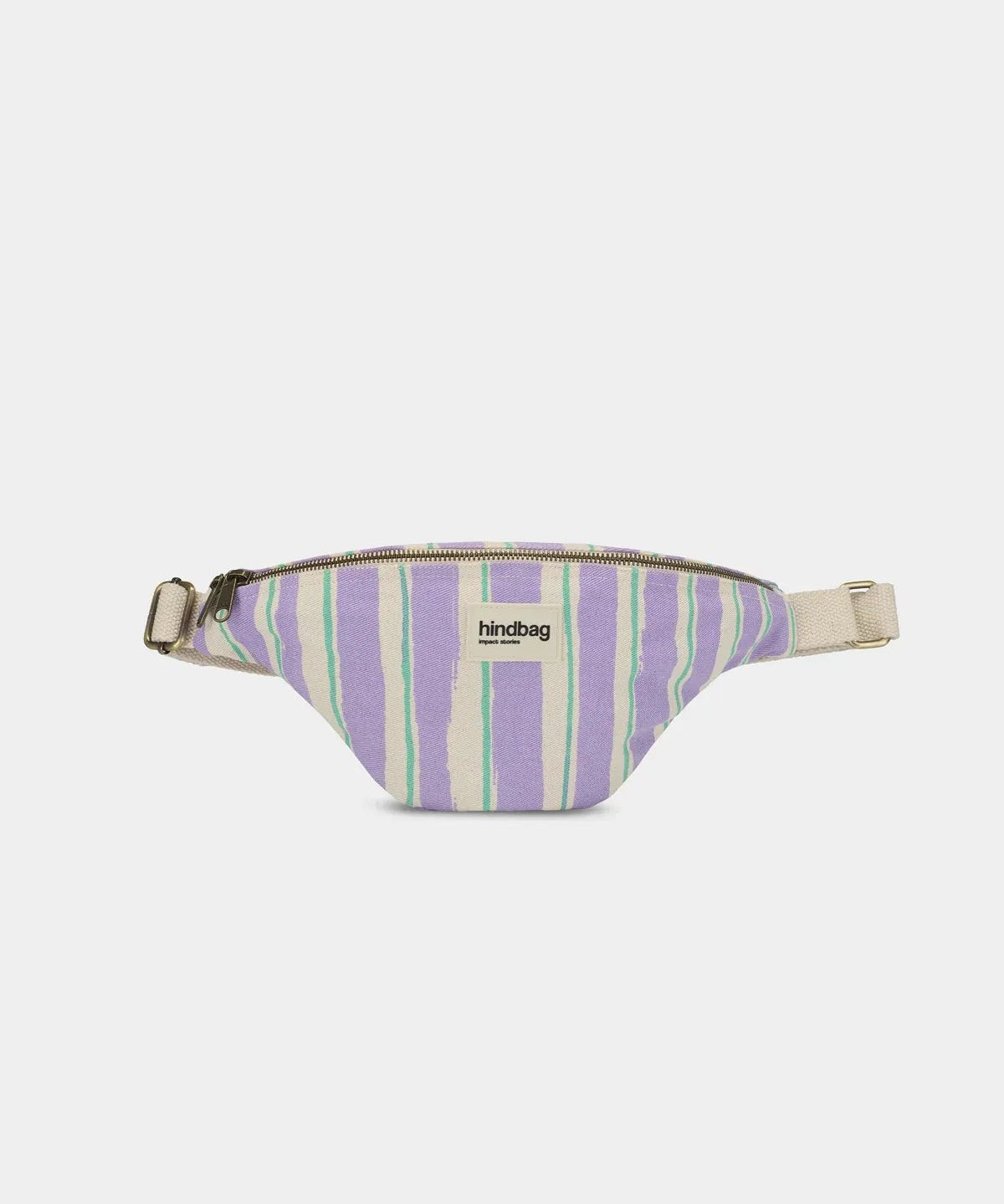 Hindbag - OLIVIA Bauchtasche • Breite Streifen Violet/Grün - ROSA ECK