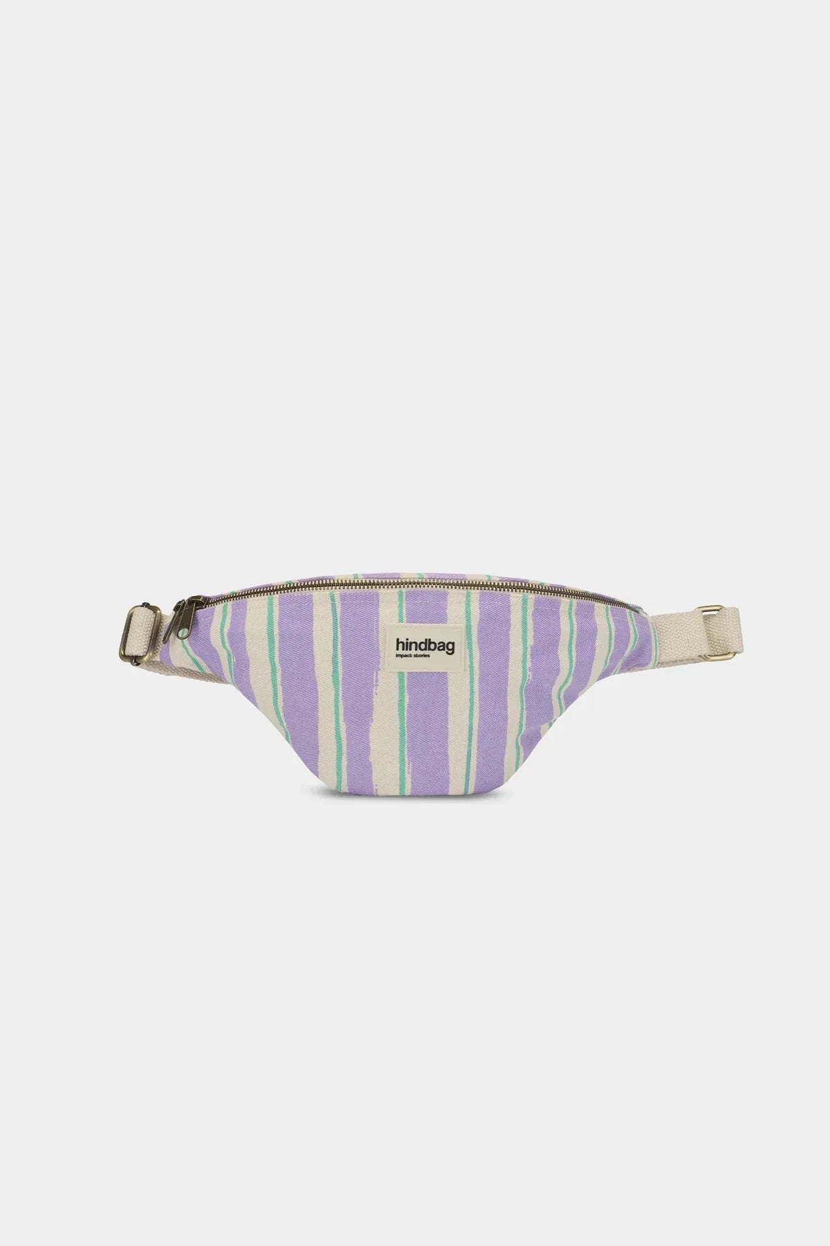 Hindbag - OLIVIA Bauchtasche • Breite Streifen Violet/Grün - ROSA ECK
