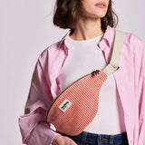 Hindbag - OLIVIA Bauchtasche • Feine Streifen Rot - ROSA ECK