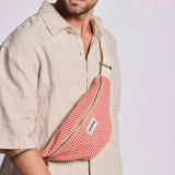 Hindbag - OLIVIA Bauchtasche • Feine Streifen Rot - ROSA ECK