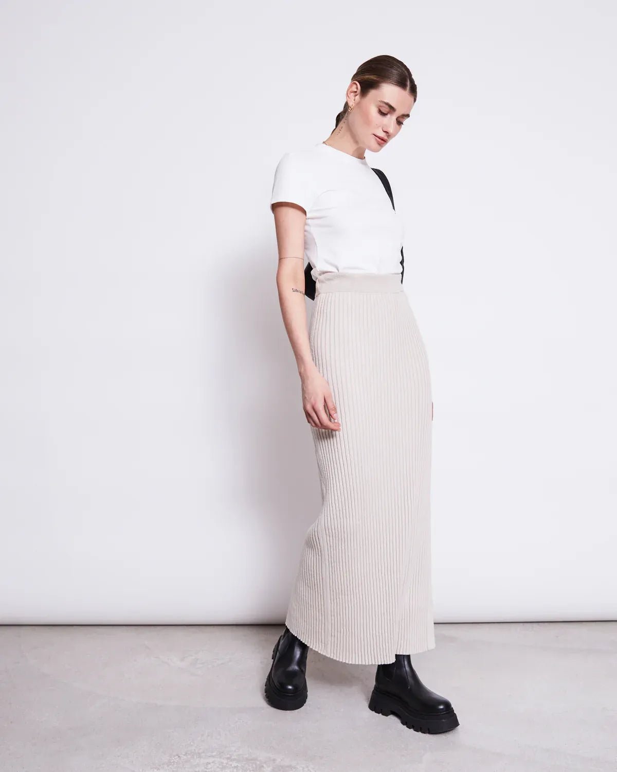JAN ’N JUNE - EBBA Midi - Strickrock • Ivory - ROSA ECK